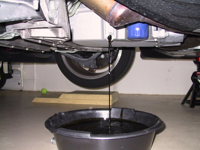 Draining oil from car