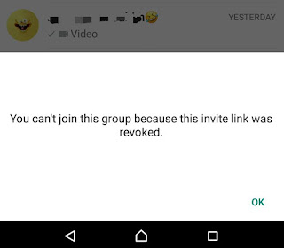 Invite link revoked error