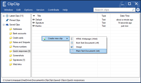 clipclip software gratuito de gestión de portapapeles para Windows
