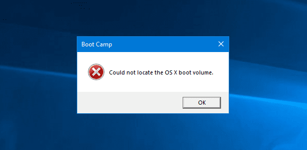 Boot Camp не мог переключаться между Windows и Mac OS