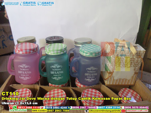 Drinking Jar Dove Warna Dengan Tutup Cantik Kemasan Paper Box