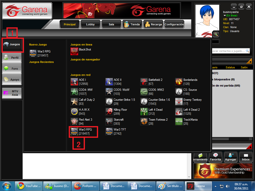 busino Juegos lan por