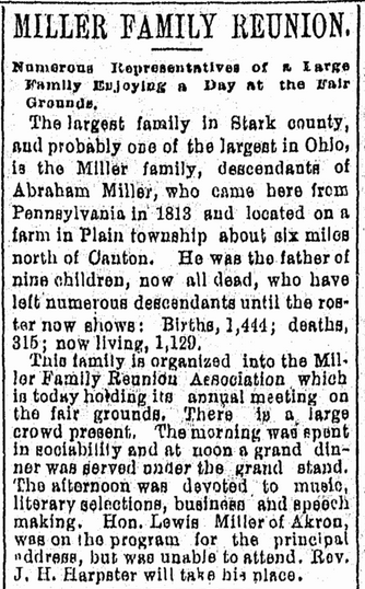 Miller Family Reunion of 1893 | Brumbaugh Family Genealogy