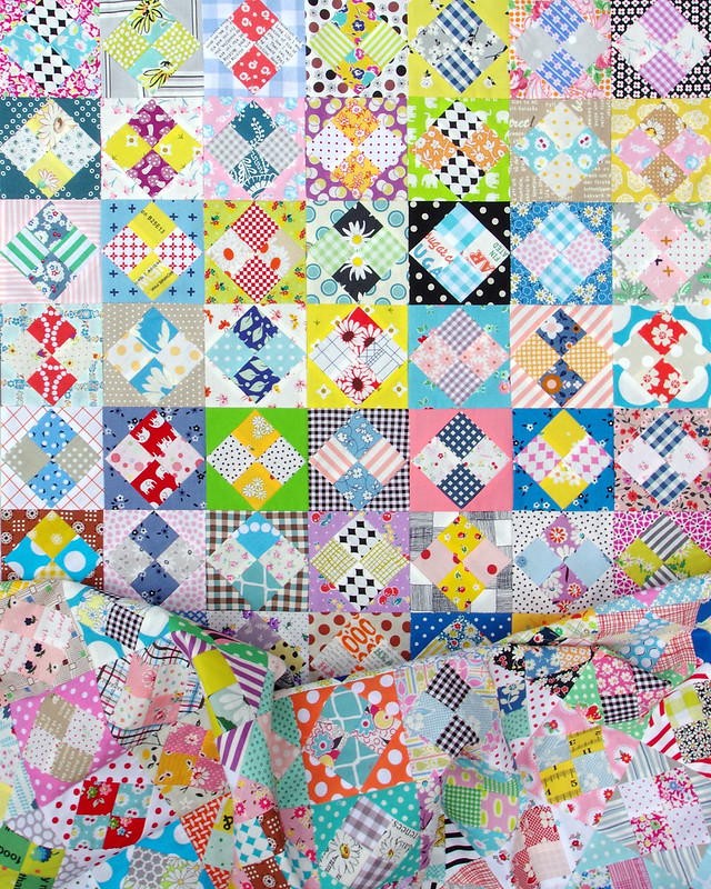 Four Patch in a Square Scrap Quilt © Red Pepper Quilts 2020