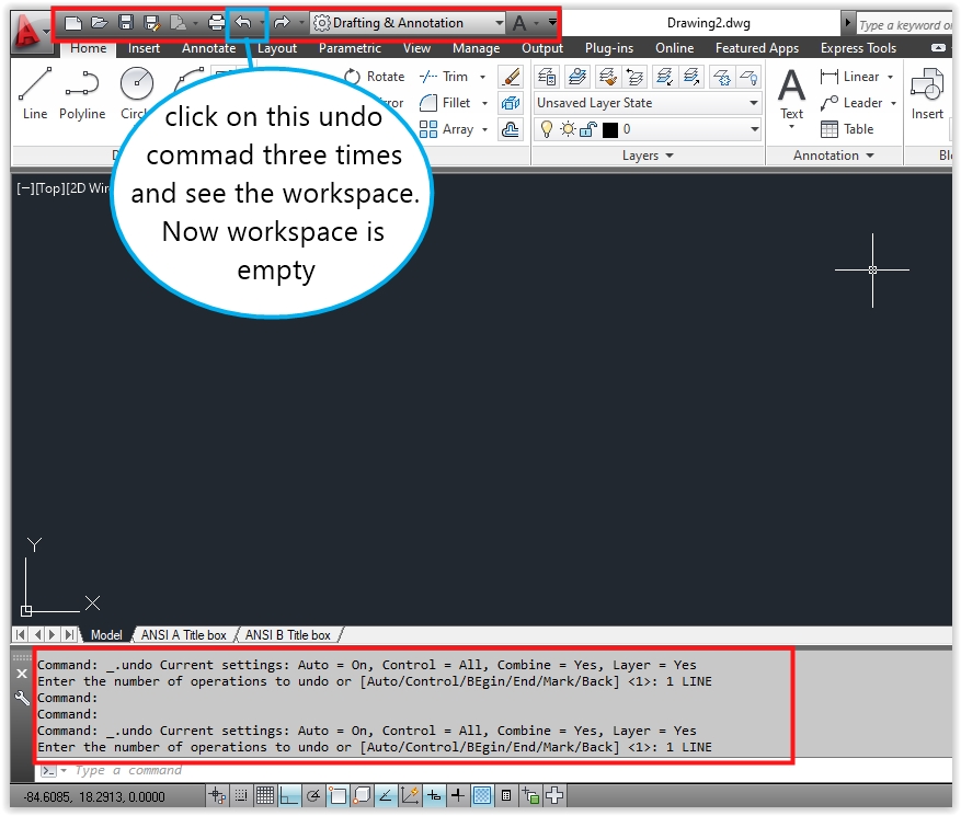 How to use undo and redo in autocad