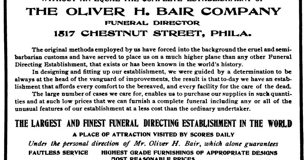 Philly & Stuff Oliver H Bair 1517 Chestnut Street 1904 Advertisement
