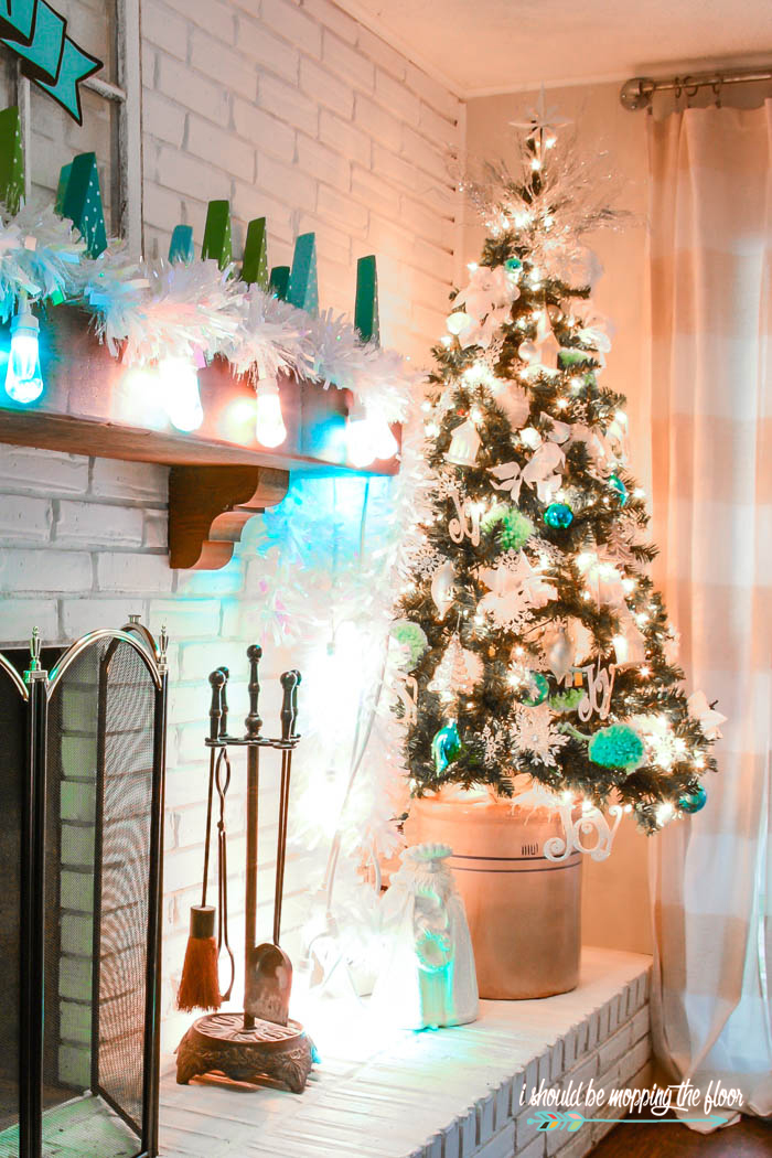 Budget-Friendly Aqua and White Christmas Tree with Loads of Vintage and Handmade Touches