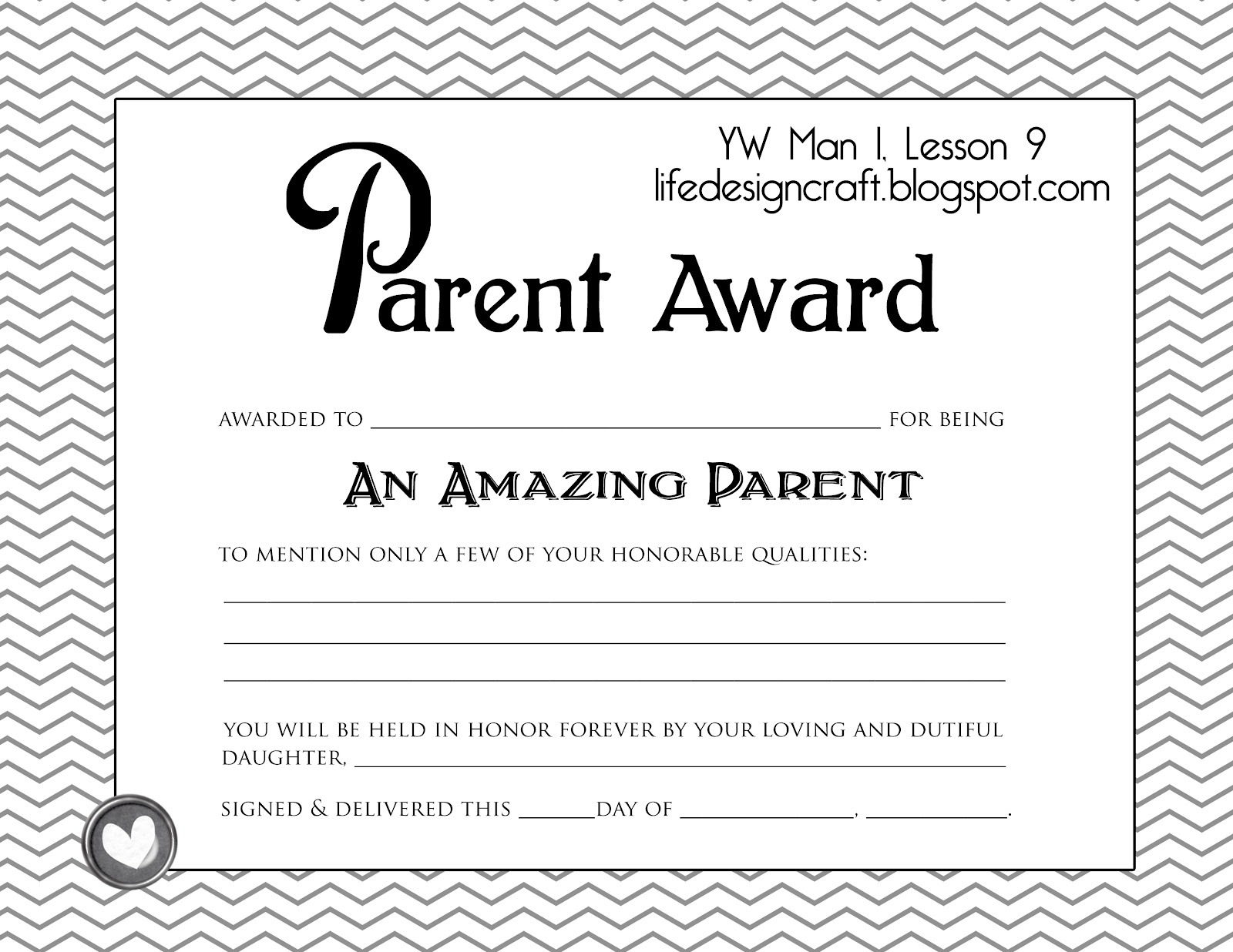 Free Printable Parent Appreciation Awards