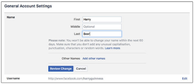 How to change name on Facebook profile