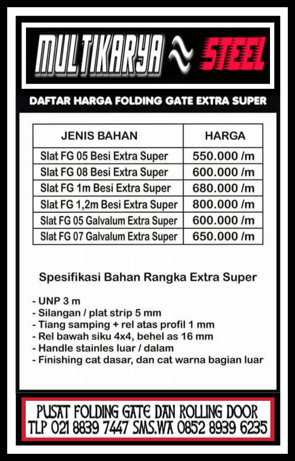 Daftar Harga Pintu Folding Gate Purwokerto Murah ~ FOLDING GATE ... Daftar Harga Pintu Folding Gate Purwokerto Murah ~ FOLDING GATE ...