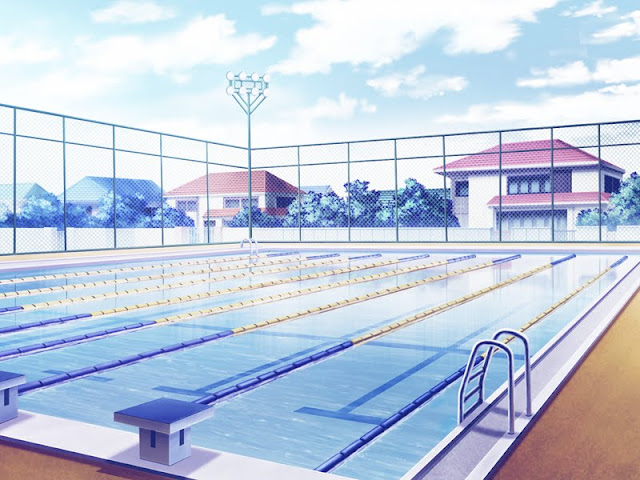 Anime Landscape: Swimming pool (Anime Background)