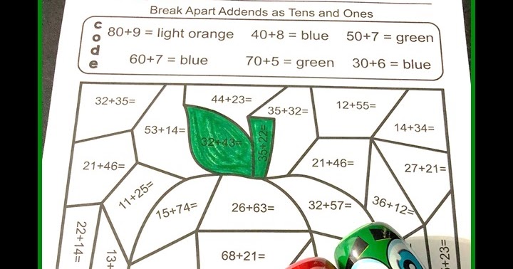 Break Apart Addends as Tens and Ones Color By Numbers For Some