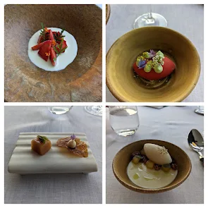 Collage of desserts on the Michelin star menu at House Restaurant at the Cliff House Hotel in Ardmore