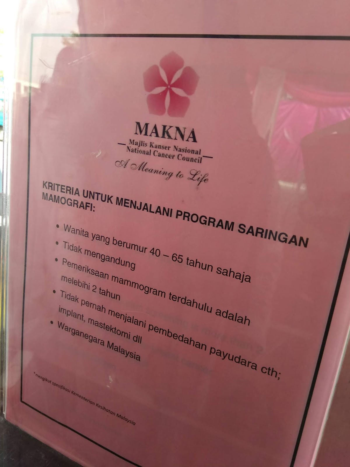 Coretan Ida Kamilia Mudzakir: MAKNA | Program Saringan Bergerak Kanser
