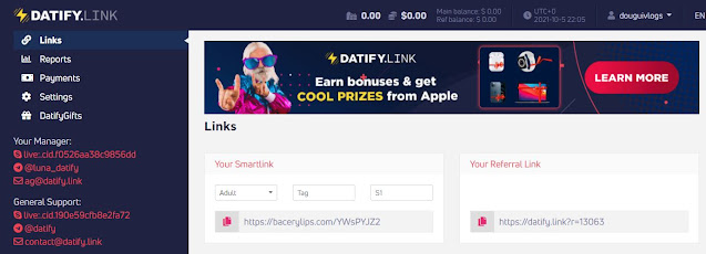 موقع Smartlink ستجني منه مال جيد datify.link Datify.link