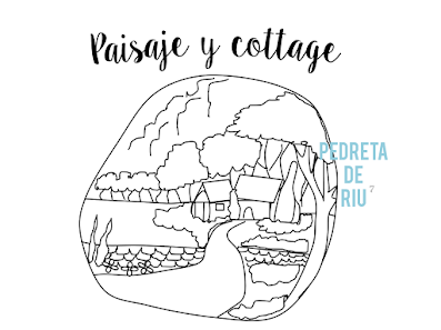 COMO PINTAR PIEDRAS CON PAISAJE CON COTTAGE PASO A PASO