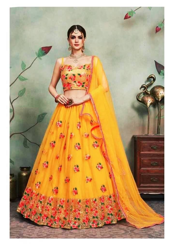 Simple printed orange lehenga for day functions. in 2023 | Indian fashion  dresses, Traditional indian dress, Simple lehenga