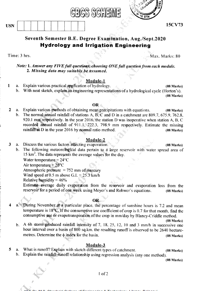 Visvesvaraya Technological University B.E. Civil Engineering (CBCS