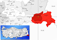 Hakkari merkez ilçesinin nerede olduğunu gösteren harita