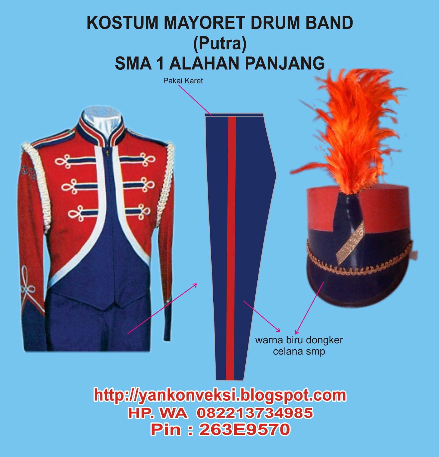 KOSTUM MAYORET PUTRA DRUM BAND DAN MARCHING BAND