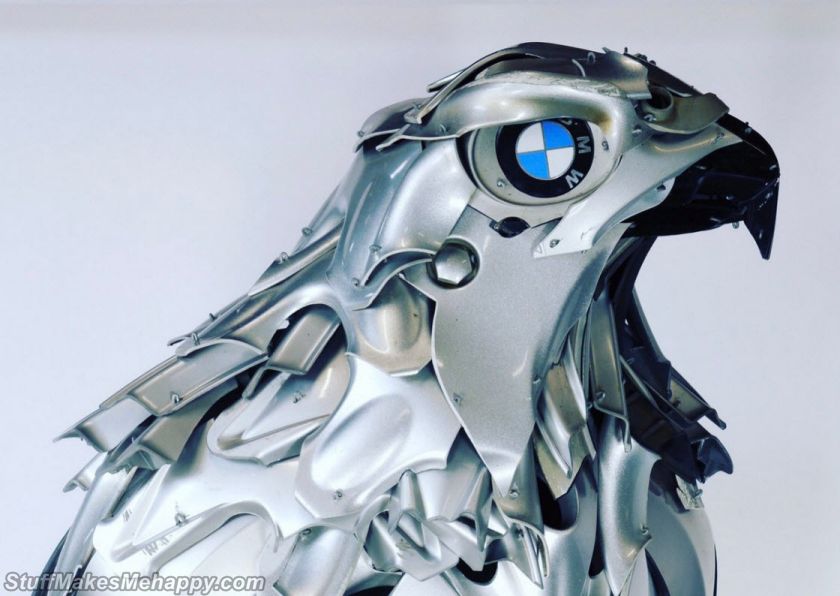  Stunning Sculptures Made out Hubcaps by Ptolemy Elrington