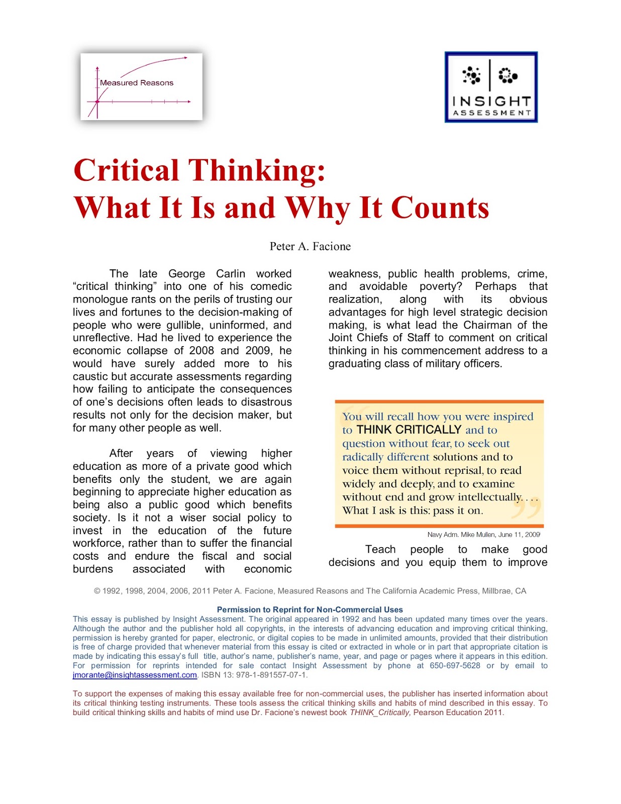 critical thinking in an essay