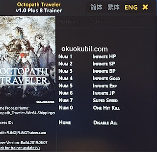 Octopath Traveler (PC) Oyunu Super Speed Sınırsız Altın,Exp +8 Trainer Hilesi Haziran 2019