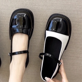 GIÀY ĐỐC NỮ, GIÀY BÚP BE CÀI KHUY NGANG CHẤT DA MỀM ĐẾ THẤP 2P 374