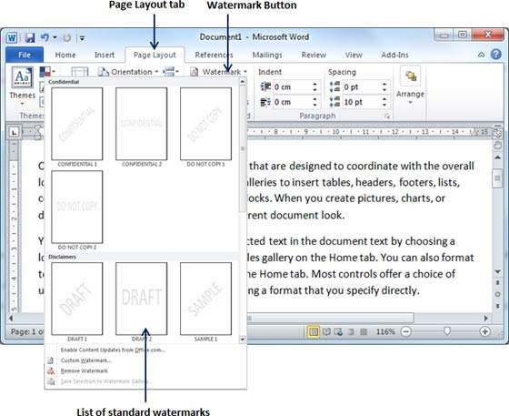 Watermark in Microsoft Word