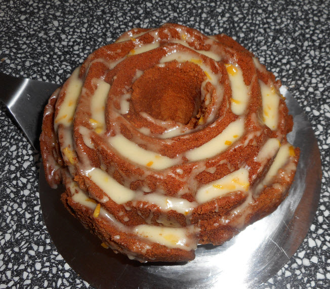 Orange cake with orange cream glaze