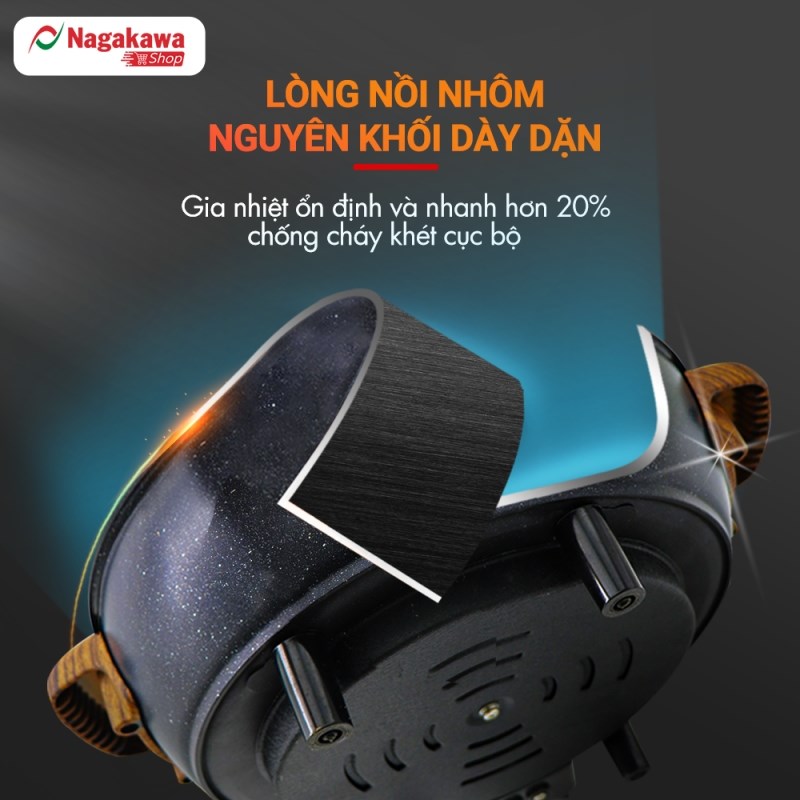 Lẩu điện 2 ngăn đa năng Nagakawa NAG1906 (6L) - Lòng nồi nguyên khối - Chống dịnh vân đá - Bảo hành 12 tháng 27 nag1906info6
