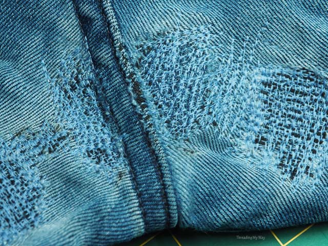 How to: Add a Knee PATCH to Jeans, Hand Sewing Sashiko Embroidery