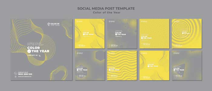 Social Media Post With Year Color PSD Template Social Media Post PSD Template
