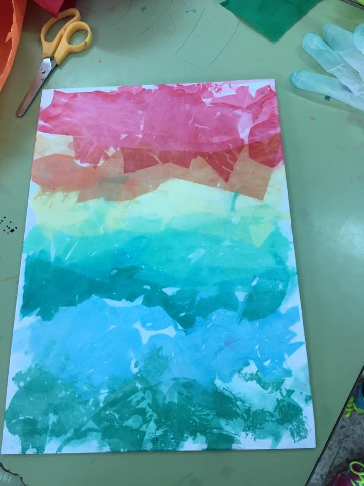 OUR ENGLISH CLASS Tissue paper art