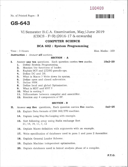 Bangalore University B.c.a. Computer Science Bca 602 : System ...