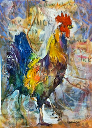 tissue paper watercolor rooster kovalenko maria