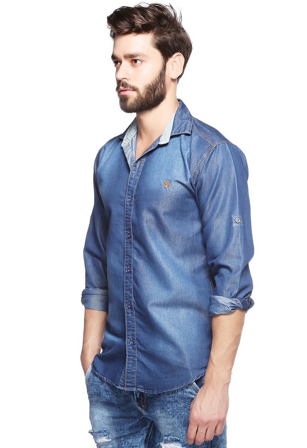 Men's Slim Fit Denim Shirt - Be Fashionable Be Stylish