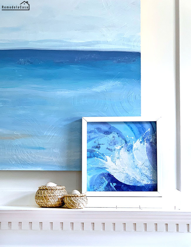 Summer Mantel With DIY Ocean Painting Remodelando la Casa