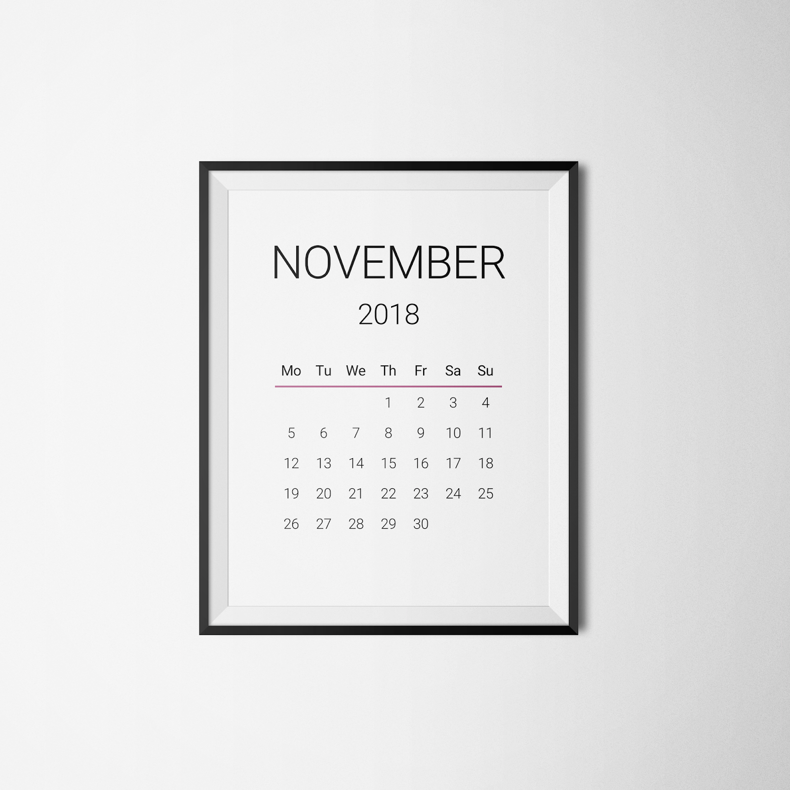 November 2018 Printable Calendar