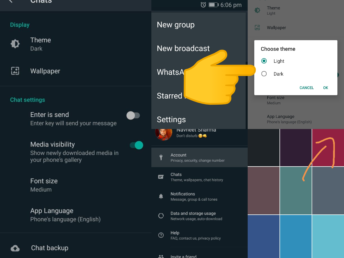How to enable dark mode feature in Whatsapp?