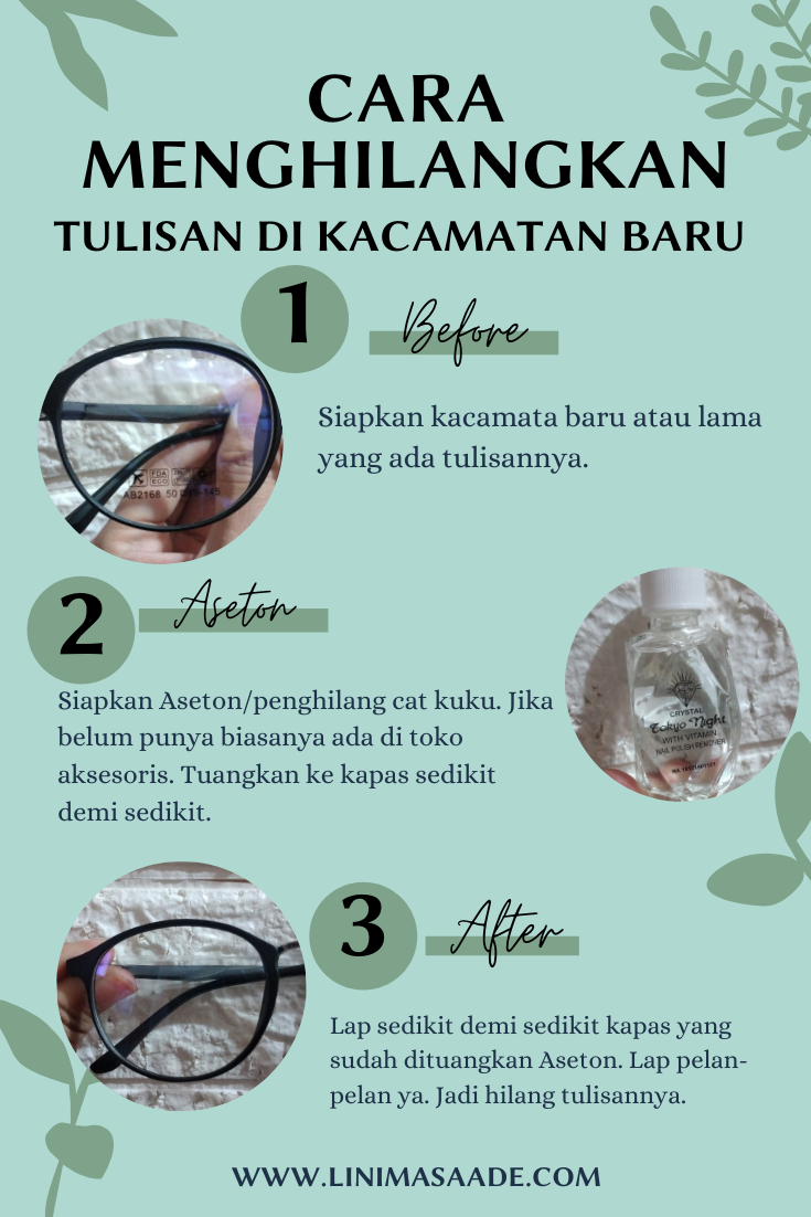 tulisan di lensa kacamata