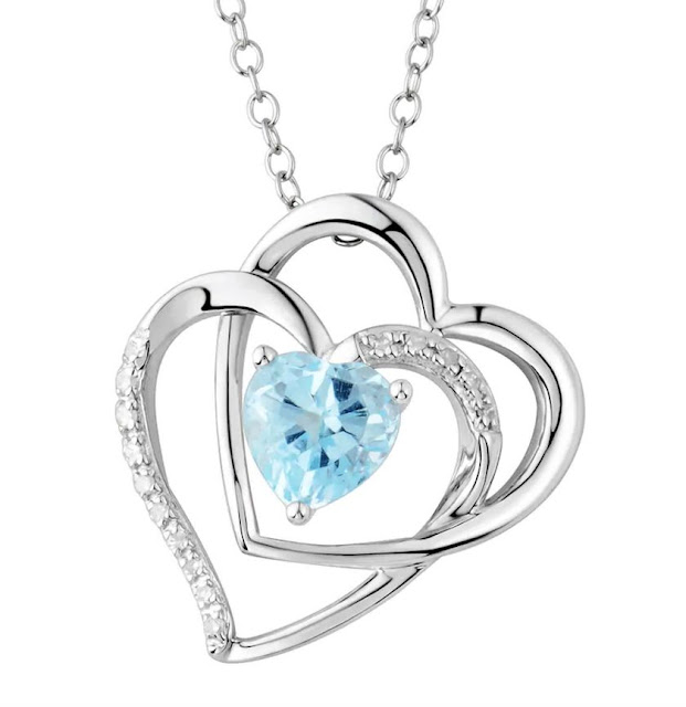 Topaz and Diamond Two Hearts Necklace