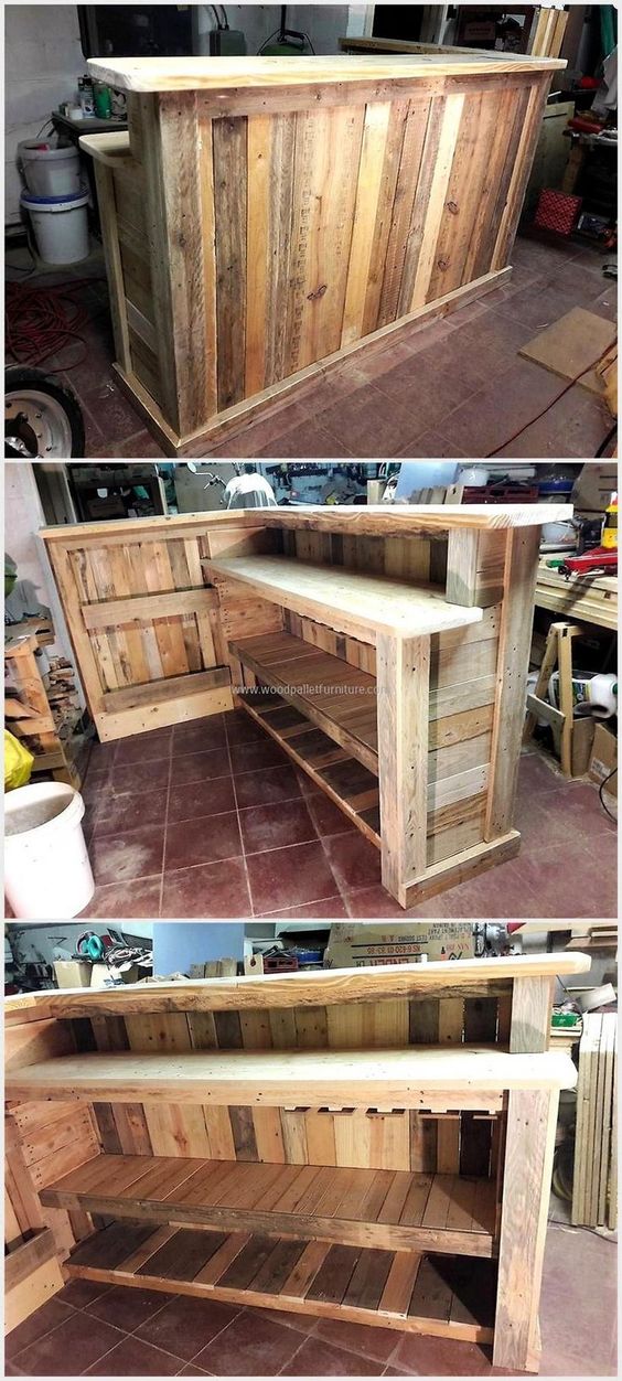 Barra de bar con palets de madera reciclados | Construccion y