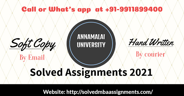 Annamalai MBA Solved Assignments 2020 - 21