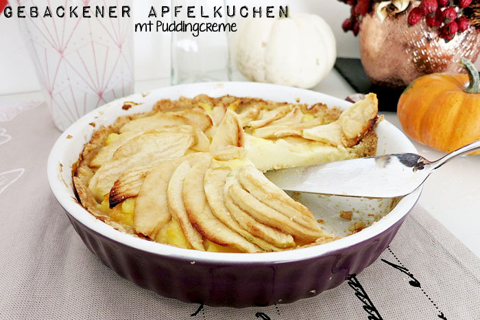 Gebackener Apfelkuchen mit Puddingcreme