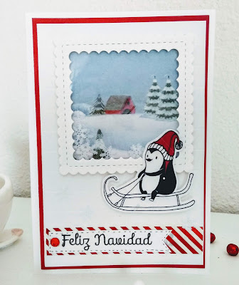 Tarjeta de Navidad con pingüino