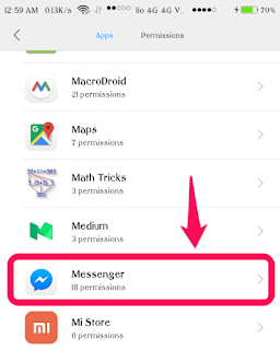 Select Facebook Messenger App From The App List