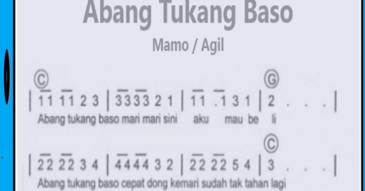 Not Angka Abang Tukang Bakso Lagu Anakanak