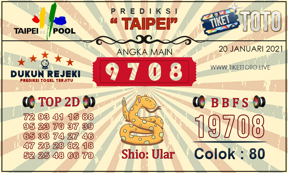Prediksi Togel TAIPEI TIKETTOTO 20 JANUARI 2021