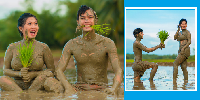 This muddy pre-wedding photoshoot of a couple helps to promote farming -  Where In Bacolod